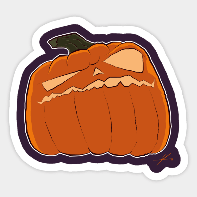 Grumpy Halloween Pumpkin by IAMO Sticker by IAMO